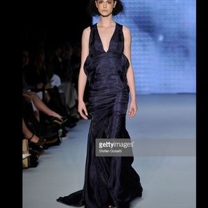 Navy V-Neck Dress With Open Back